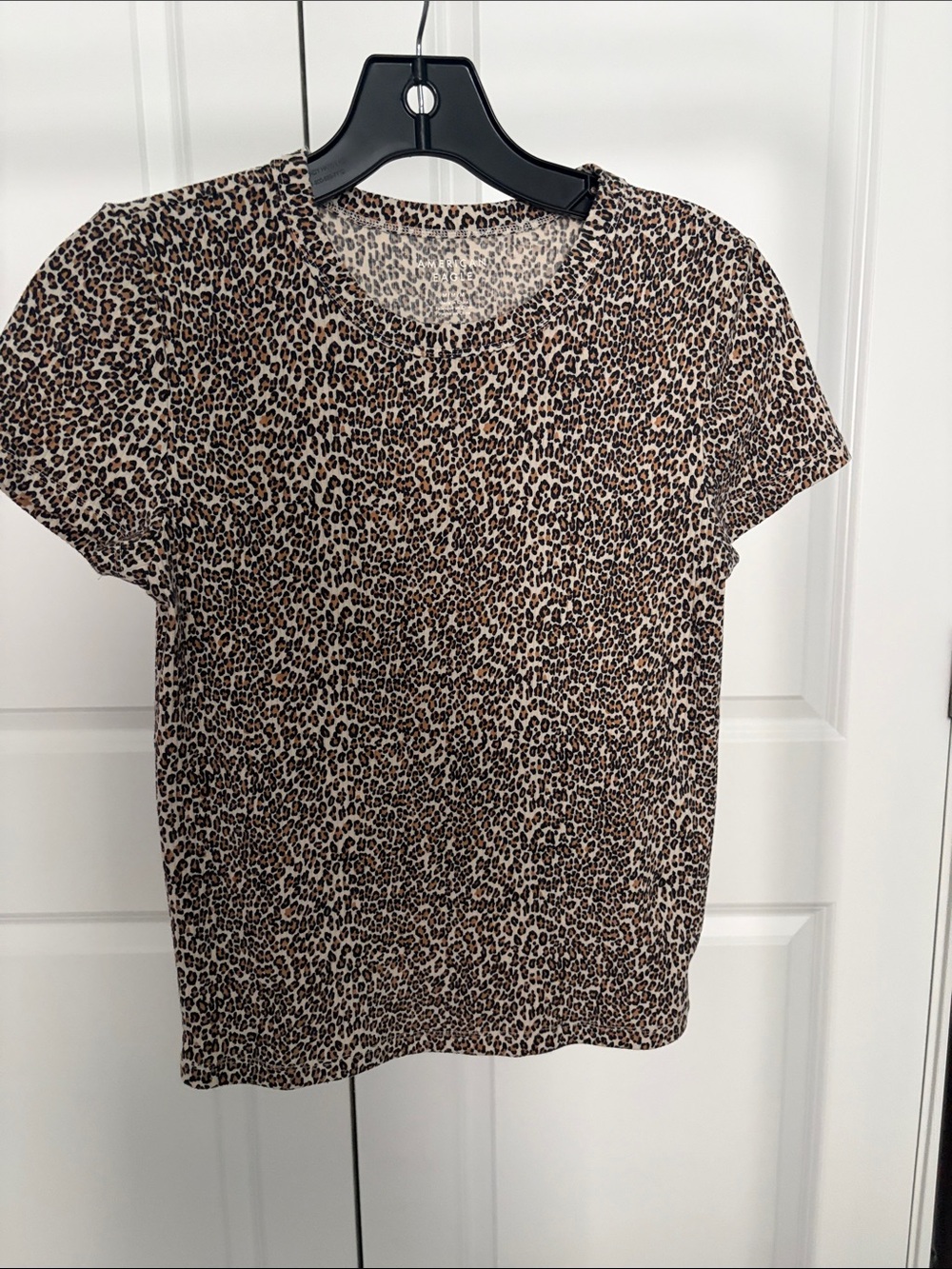 American Eagle Outfitters Leopard Print Short Sleeve Tee - Brown/Black